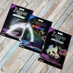New Engraving Art Project Rainbow Holographic 3 Pack Fish Panda Dolphin
